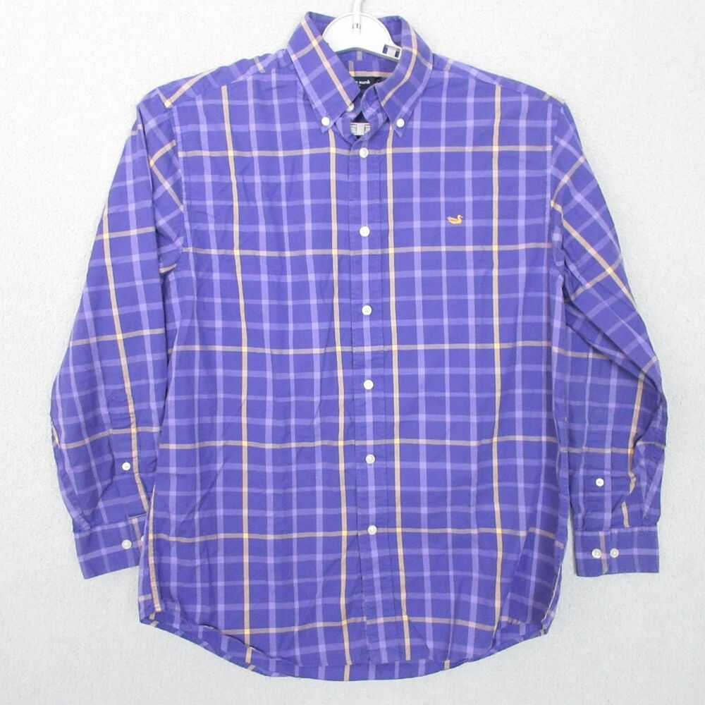 Southern Marsh Shirt Mens M Purple Plaid Long Sleeve Button Down Cotton Casual